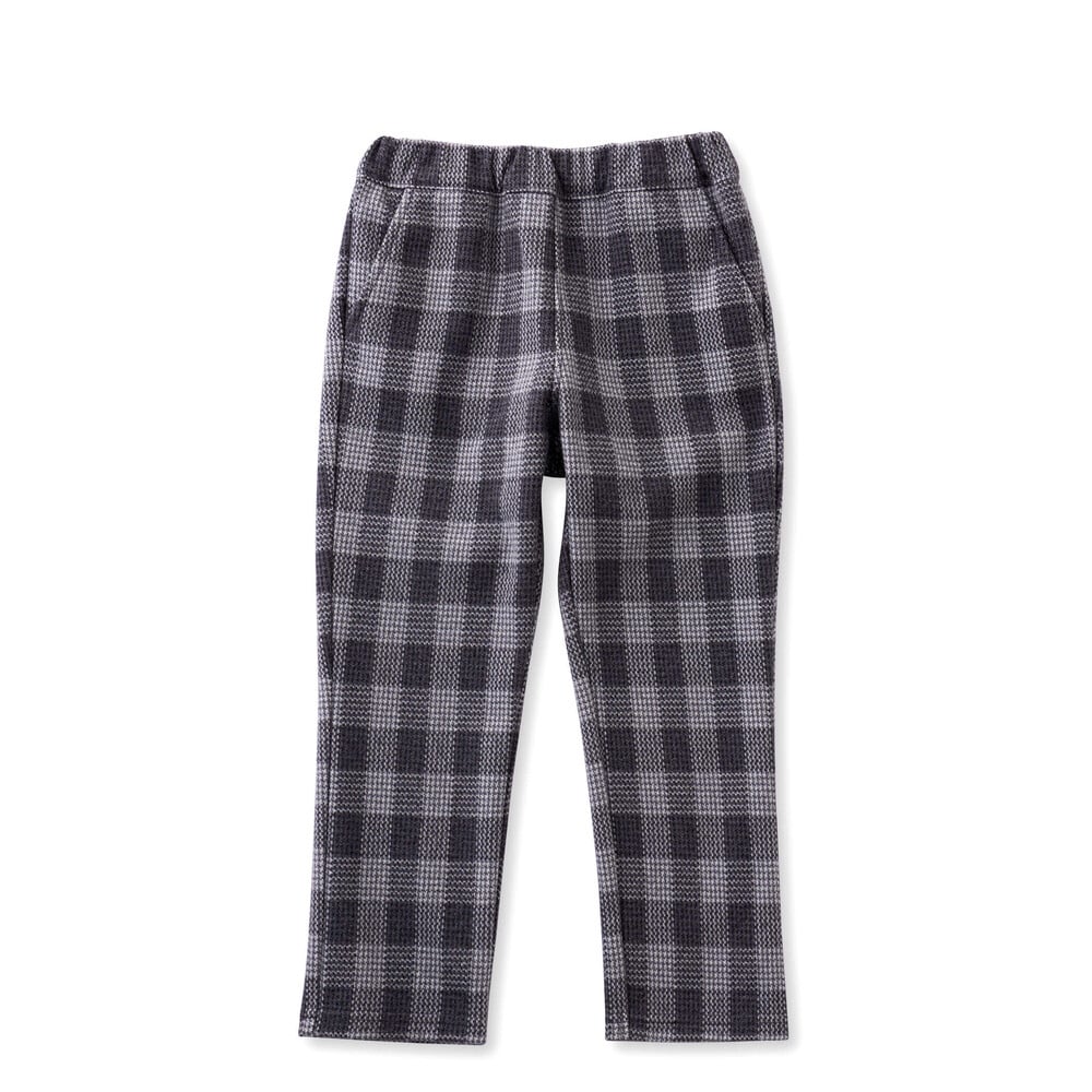 お揃い】千鳥チェック柄ジャガード起毛ロングパンツ(80~130cm)(80cm