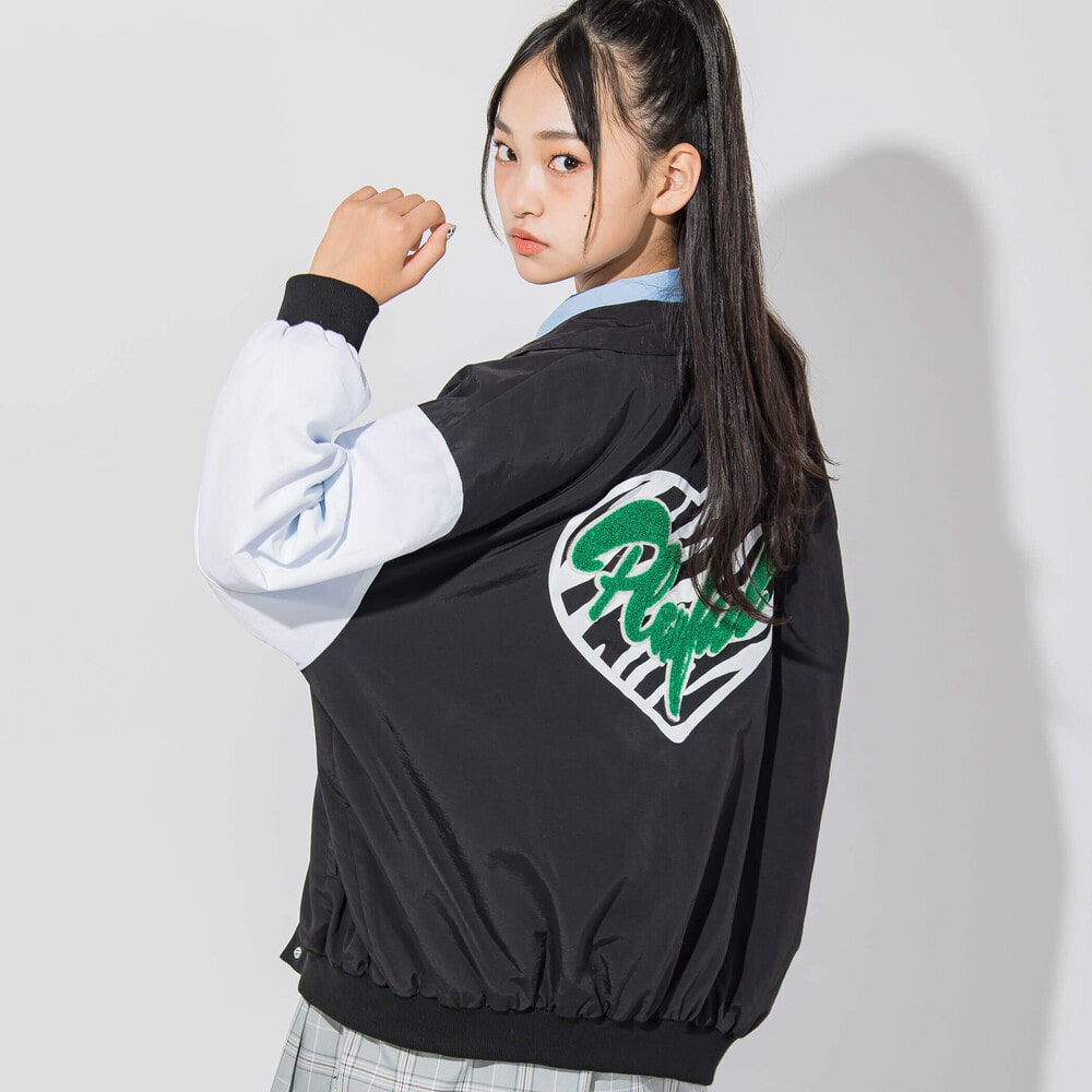 ニコ☆プチ 掲載 】サガラ刺繍バイカラースタジャン(130~160cm)(130cm