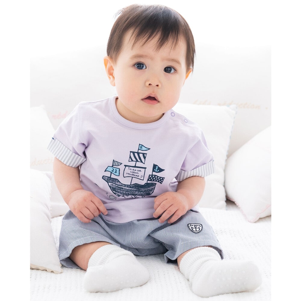 海モチーフTシャツ(70~90cm)(S(70-80cm) ブルー): 新生児/ベビー【べべ