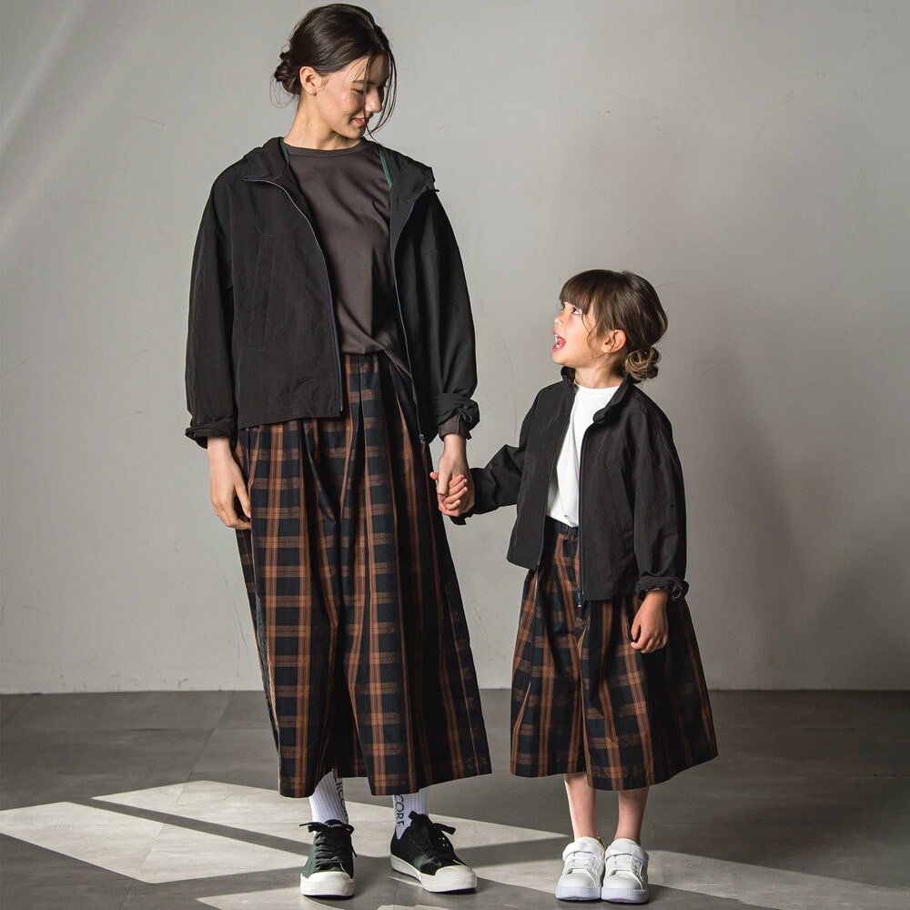 タータンチェック柄ガウチョパンツ親子お揃い(95~140cm)(S(95-110cm