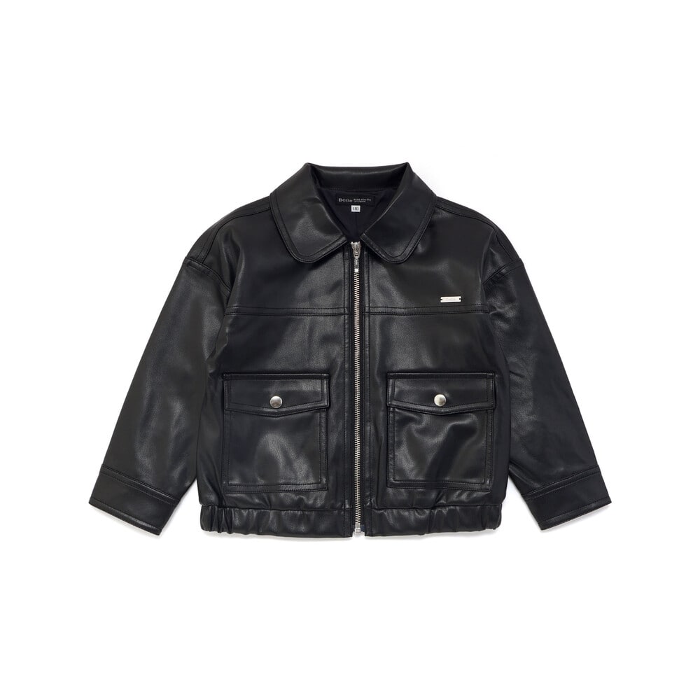 フェイクレザージップブルゾン(100~160cm)(100cm ブラック