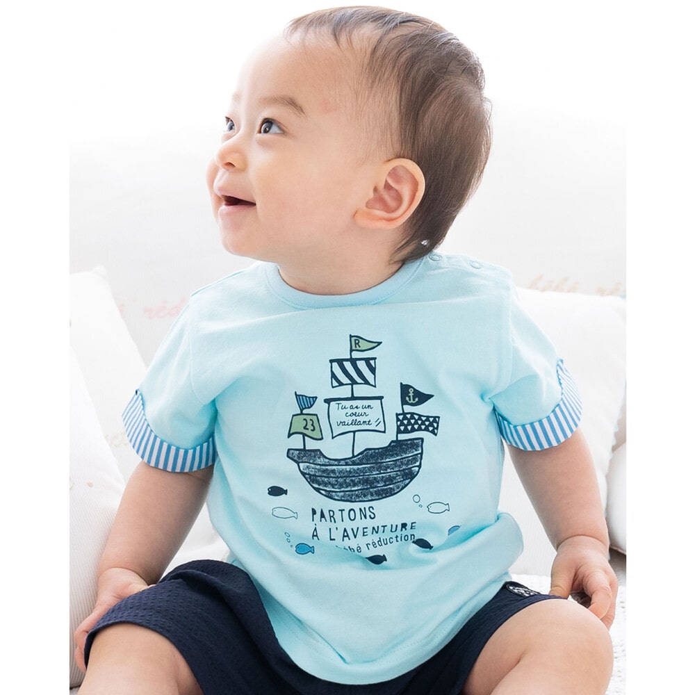 海モチーフTシャツ(70~90cm)(S(70-80cm) ブルー): 新生児/ベビー【べべ