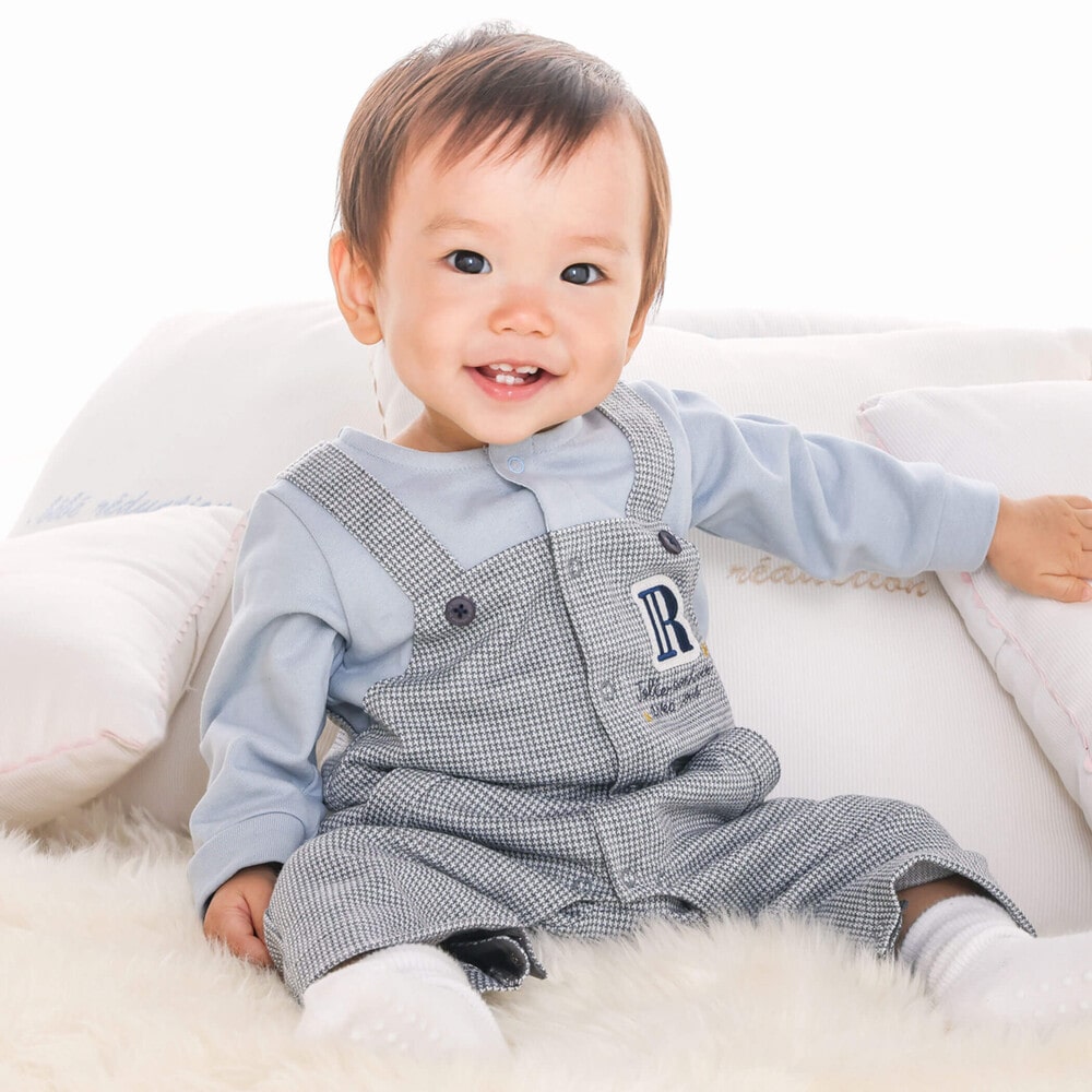 千鳥重ね着カバーオール(70~80cm)(70cm グレー系): 新生児/ベビー