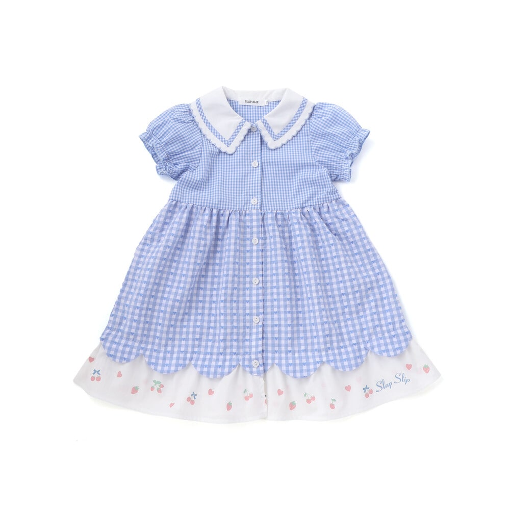 お揃い】ティアード襟付きチェック柄ワンピース(80~130cm)(80cm レッド