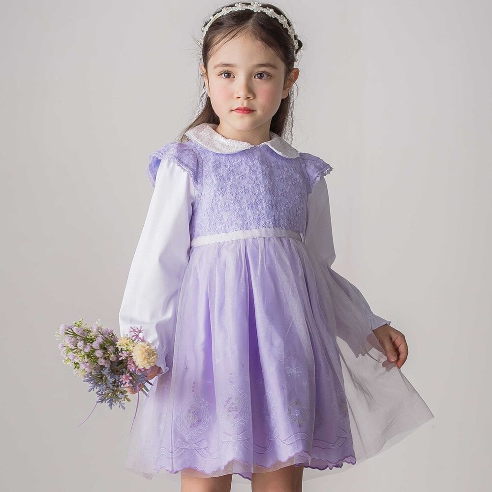 花レースフェミニンモチーフ刺しゅう裾スカラップジャンパースカート