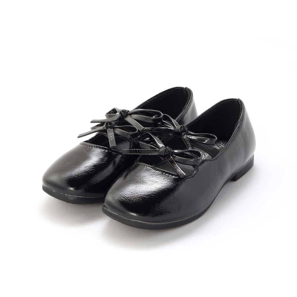 ダブルリボンバレエシューズ(14~20cm)(14cm ブラック): シューズ【べべ