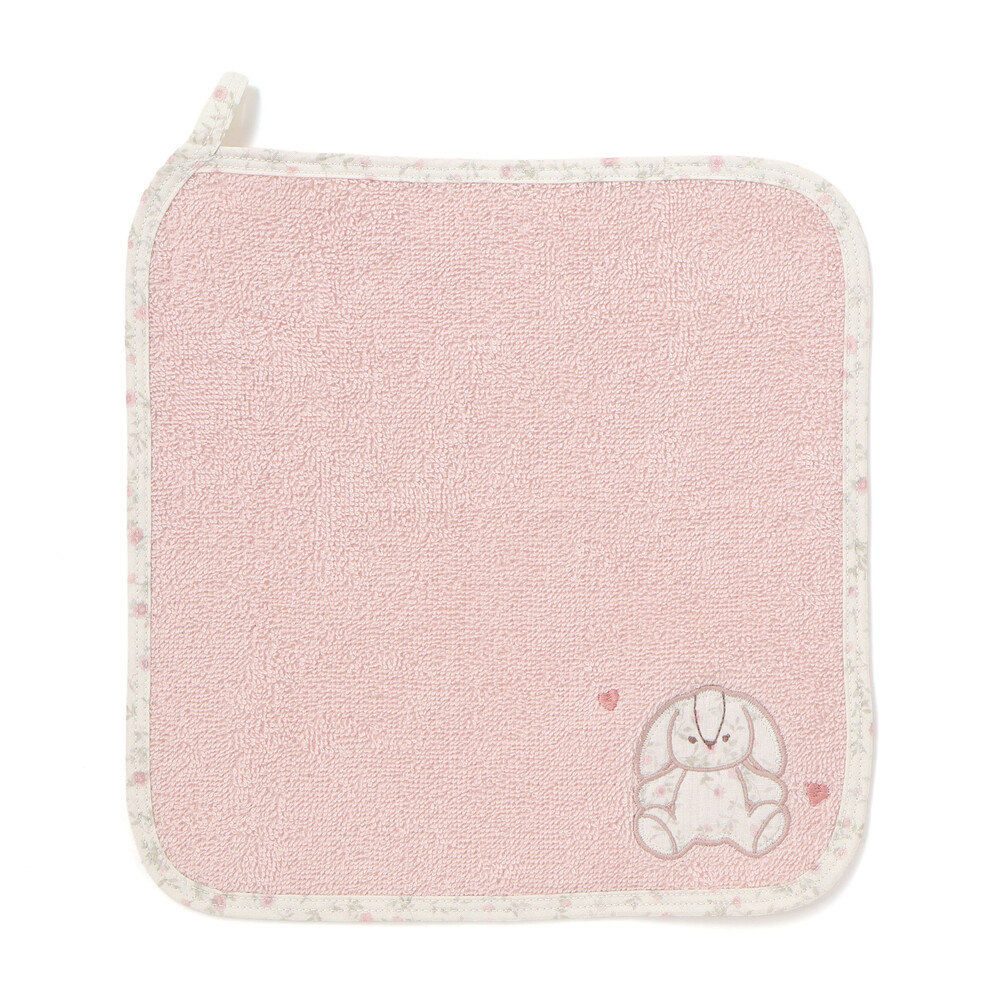 アニマルウサギクマ恐竜ふわふわハンカチベビー(ﾜﾝｻｲｽﾞ ピンク(ウサギ