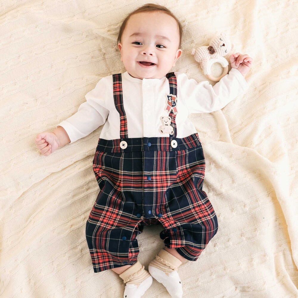 お揃い】チェックサロペットドッキングロンパースベビー(70~80cm)(70cm