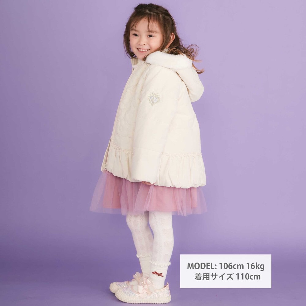 ファー付きフードキルト中綿ジャケット(80~130cm)(80cm オフホワイト