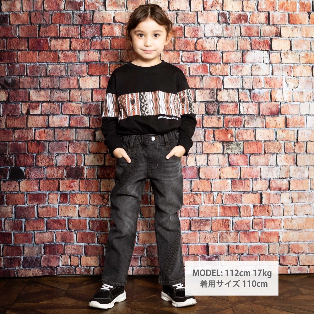 ウェーブラインストレッチデニムパンツ(100~160cm)(100cm ブラック