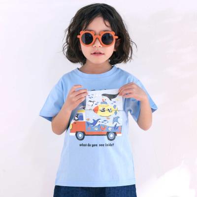 くるま仕掛けめくる知育フリップTシャツ(80~120cm)(80cm ブルー