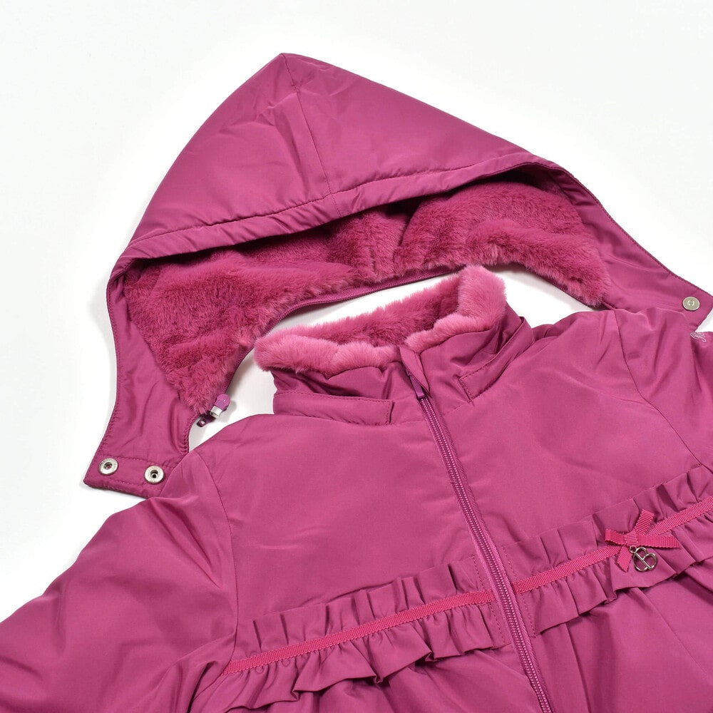 撥水加工】タフタ裏ファー中綿ブルゾン(80~150cm)(80cm ネイビー