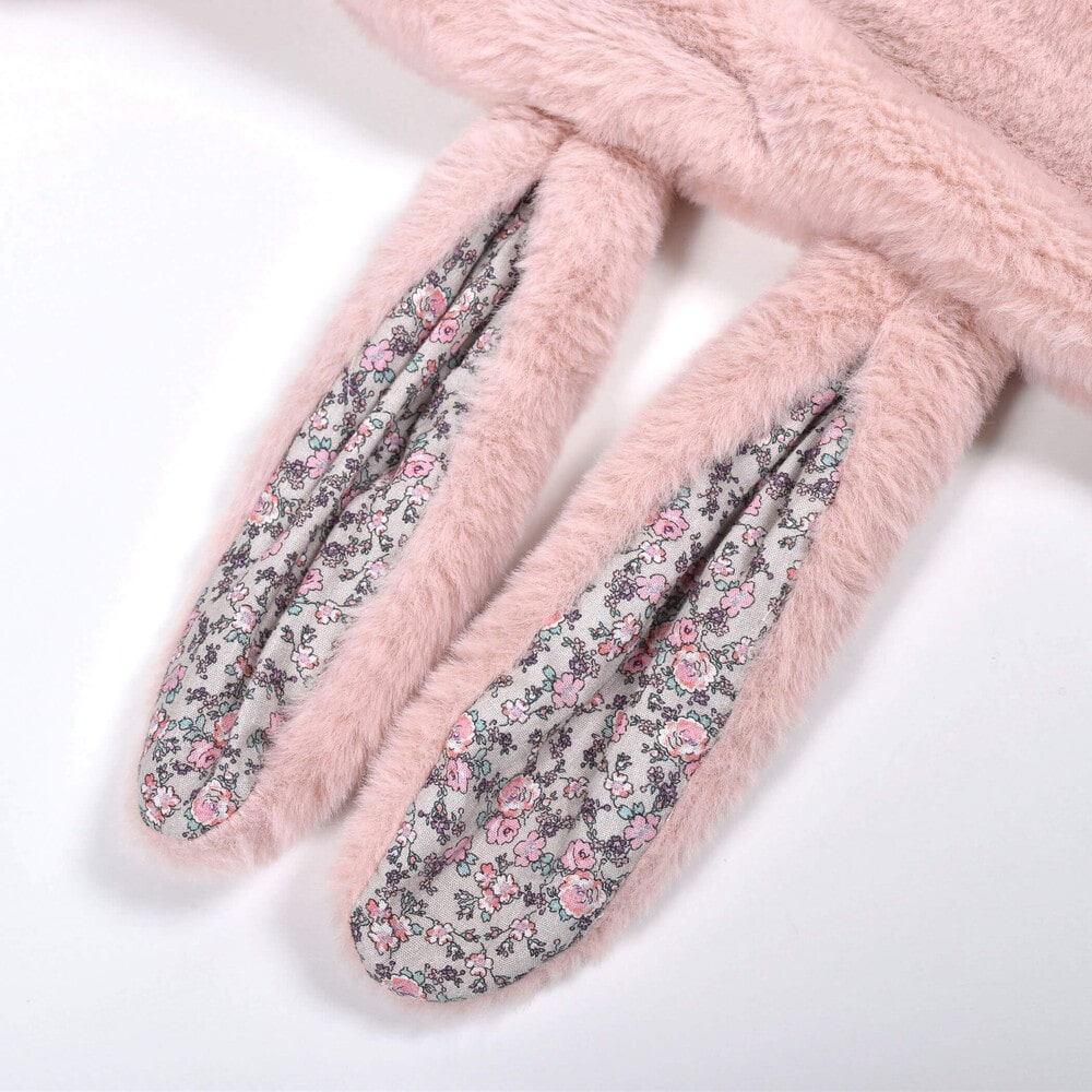 うさぎ くま ネコ アニマル ファー リボン マフラー(ﾜﾝｻｲｽﾞ ピンク