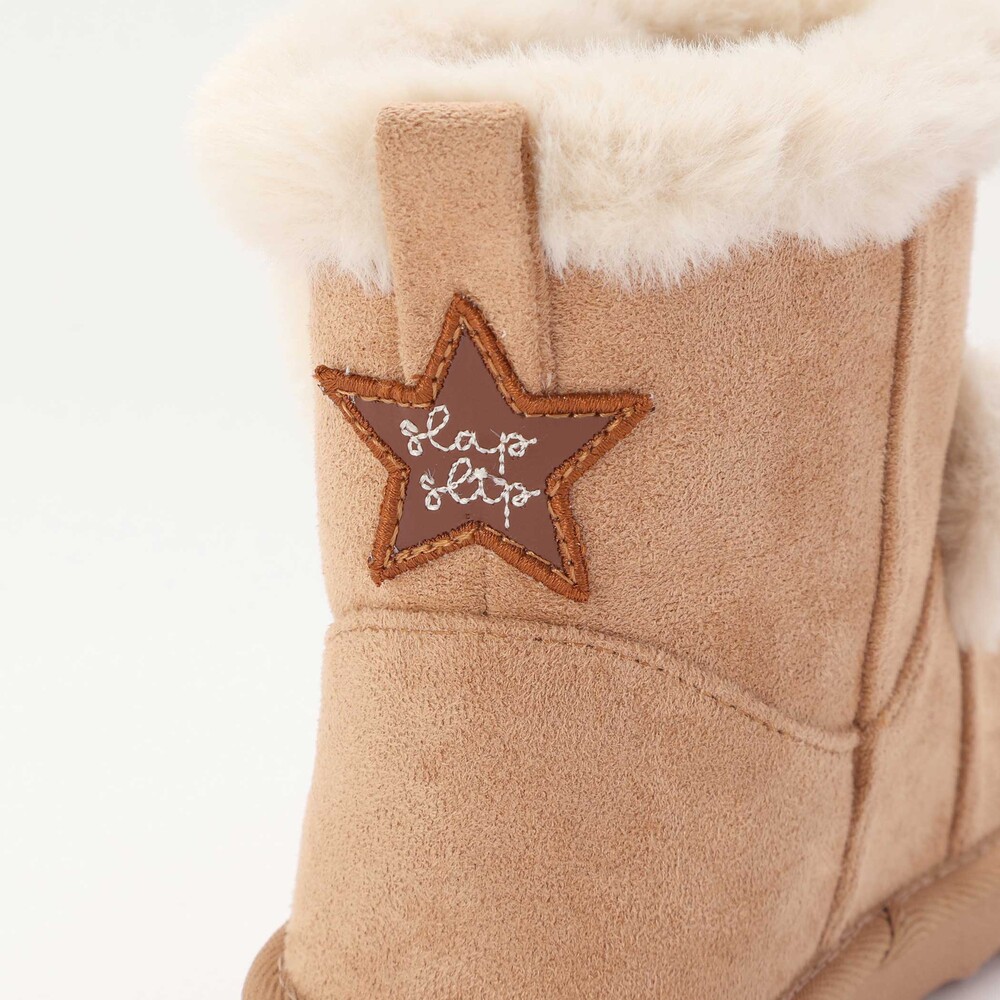ウサギクマアニマル耳付きムートンブーツ(15~18cm)(14cm ベージュ