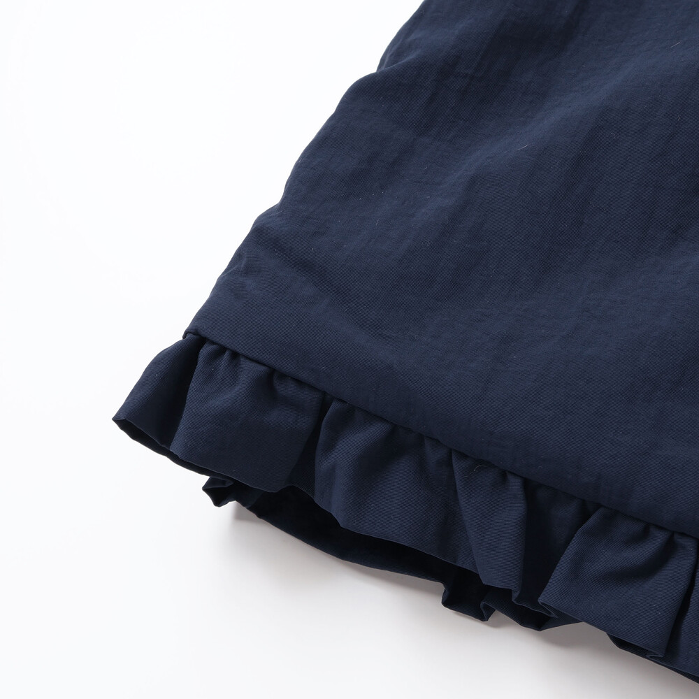 撥水加工】ヴィンテージタフタ裏ファー裾フリルフードブルゾン(80