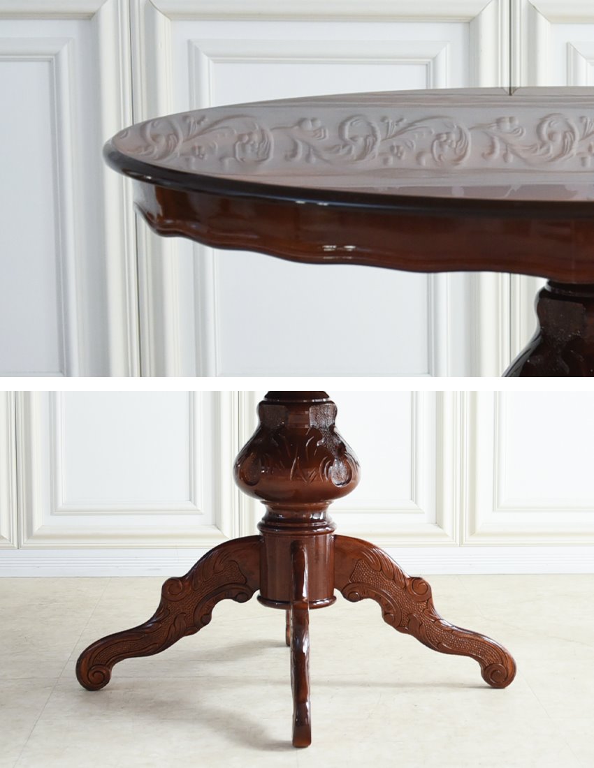 イタリア製 象嵌 ラウンド ダイニングテーブル 幅110cm | ロココ調家具