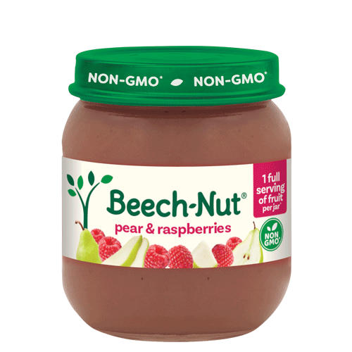 Beech-Nut Pear & Raspberries Stage 2 Baby Food Jar