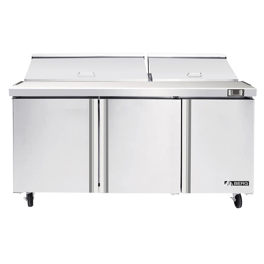 Berg 30 Pan 3-Door Mega-Top Sandwich Prep Table 72-3/4”W - Berg