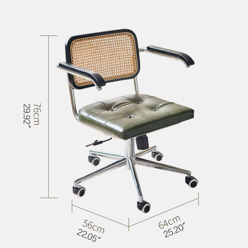 デスクチェア オフィスチェアー キャスター付 昇降 回転 ラタン製