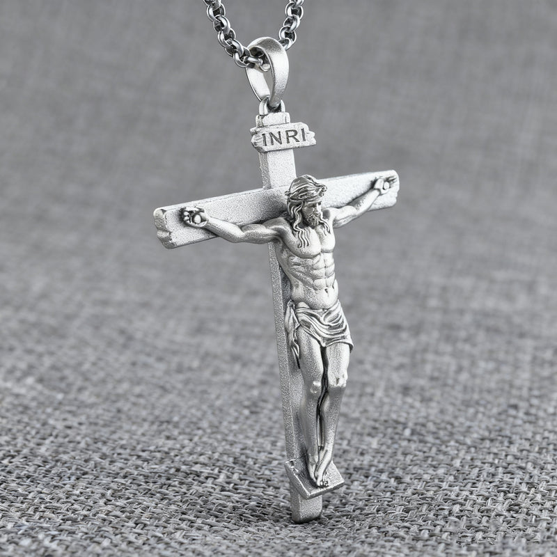 S925K Sandblasted Silver Jesus Crucifix Pendant – BGCOPPER