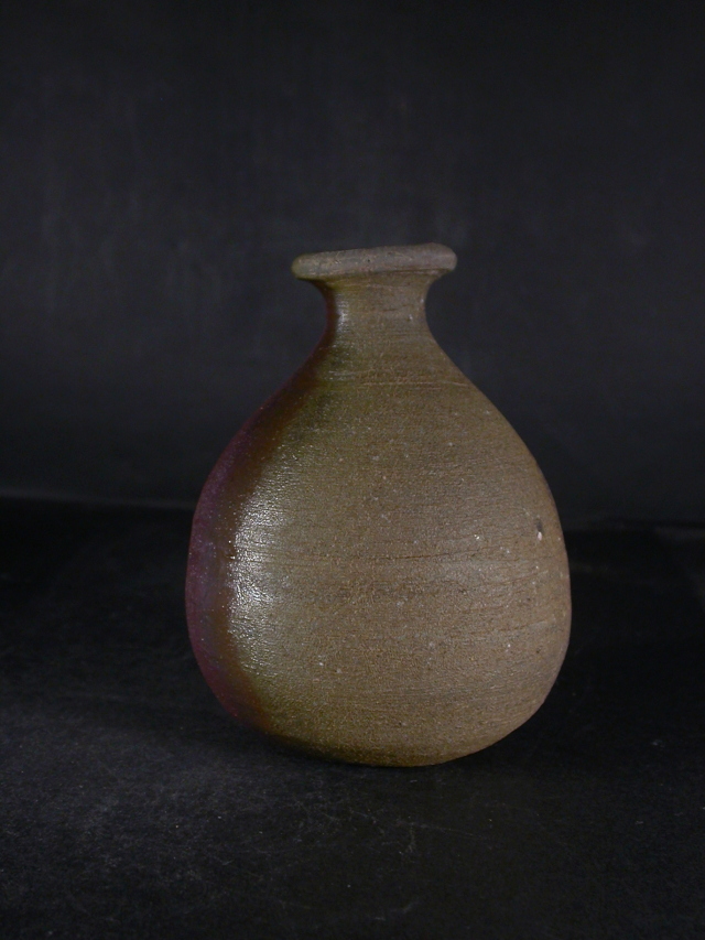 備前焼 登窯 備前焼人間国宝 故藤原 雄 四方桟共箱付きカセ窯変徳利1