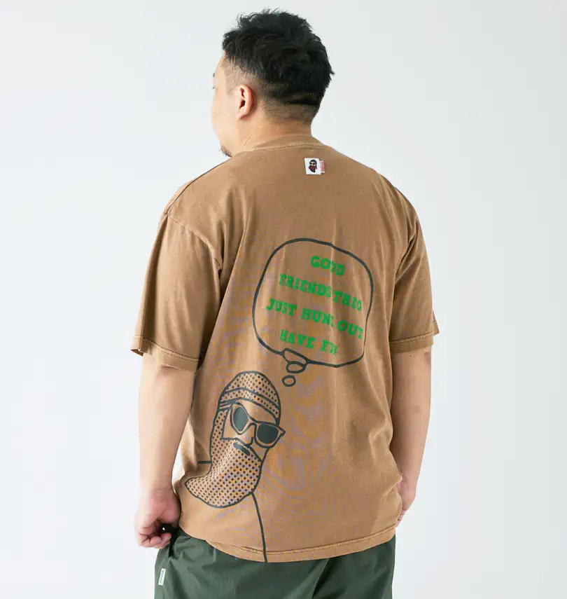 大きいサイズ オジサンバックプリントピグメント加工半袖Tシャツ | FUN