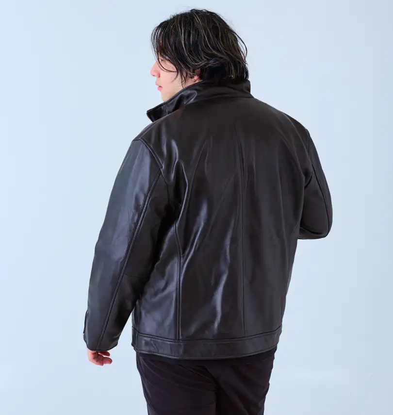 大きいサイズ スタンドカラーレザーブルゾン | TETE HOMME (テットオム