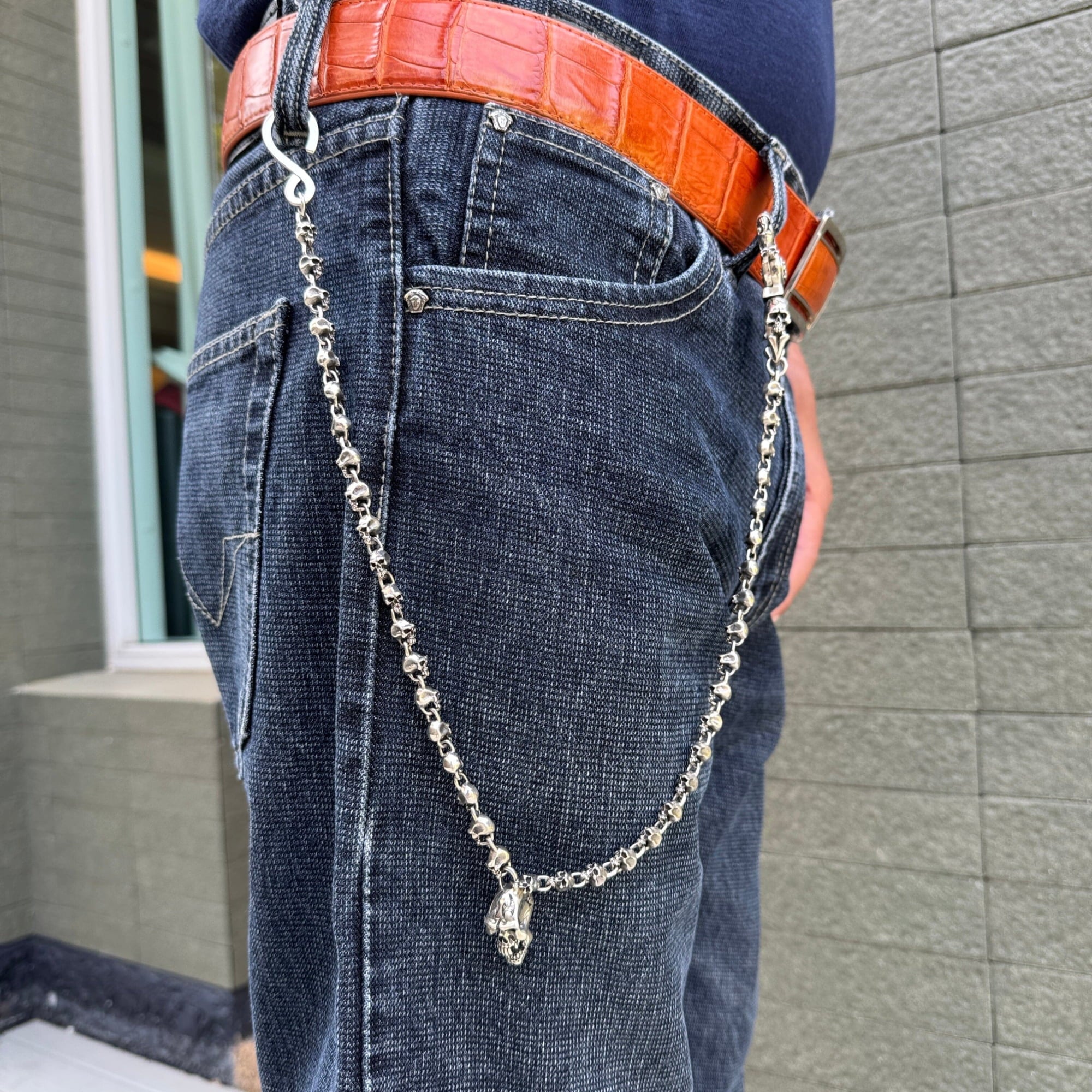 スカル スターリングシルバー バイカーウォレットチェーン - Bikerringshop