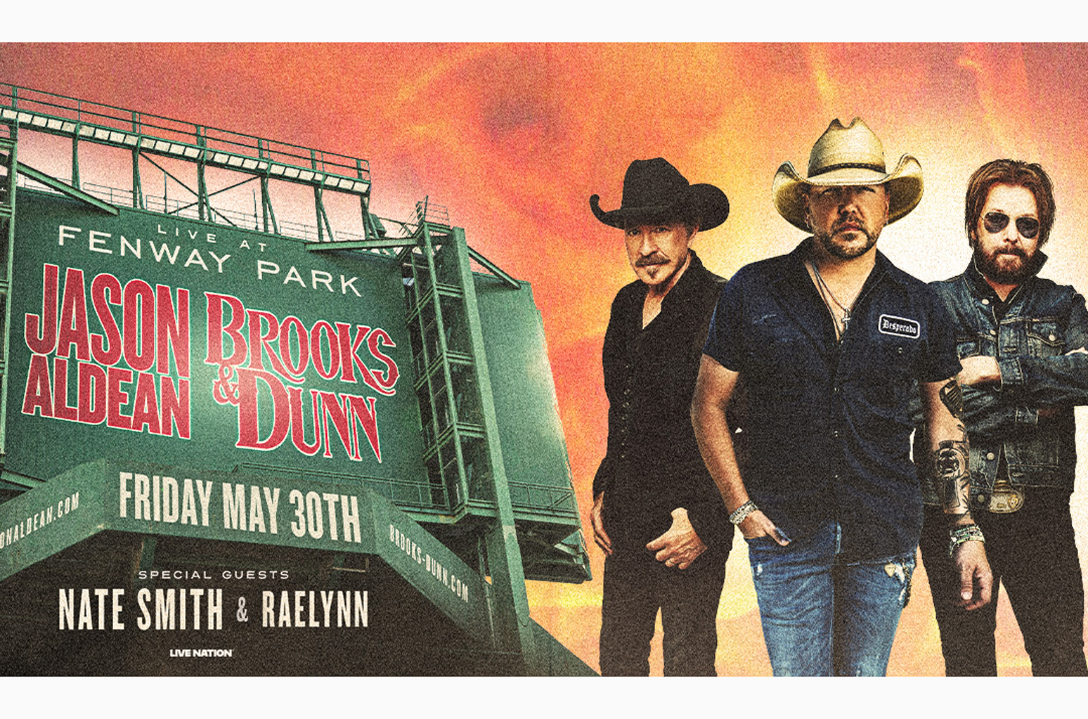 Jason Aldean, Brooks & Dunn to Play Concert at Boston's Fenway Park