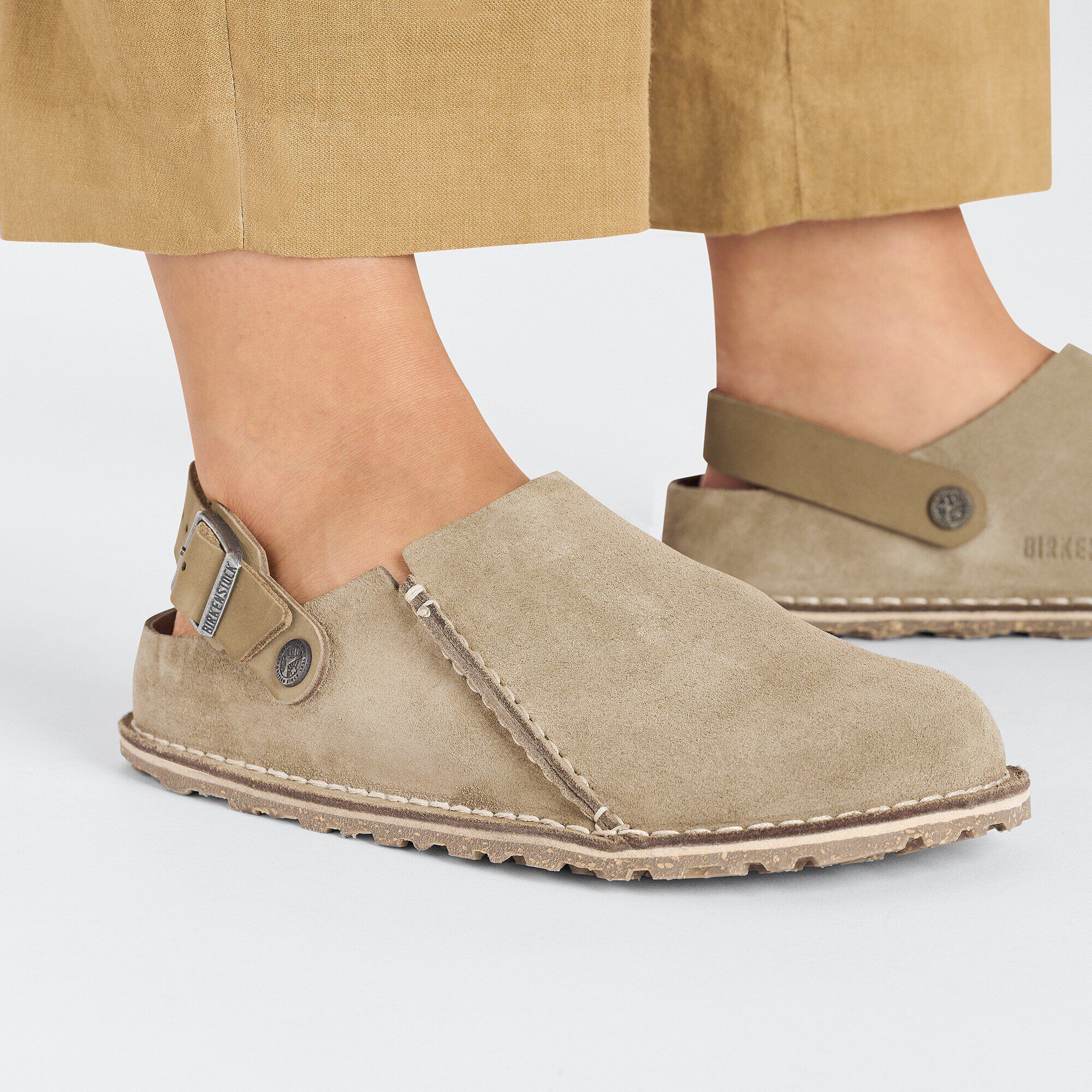 Lutry Premium Suede Suede Leather in Color Gray Taupe | BIRKENSTOCK US