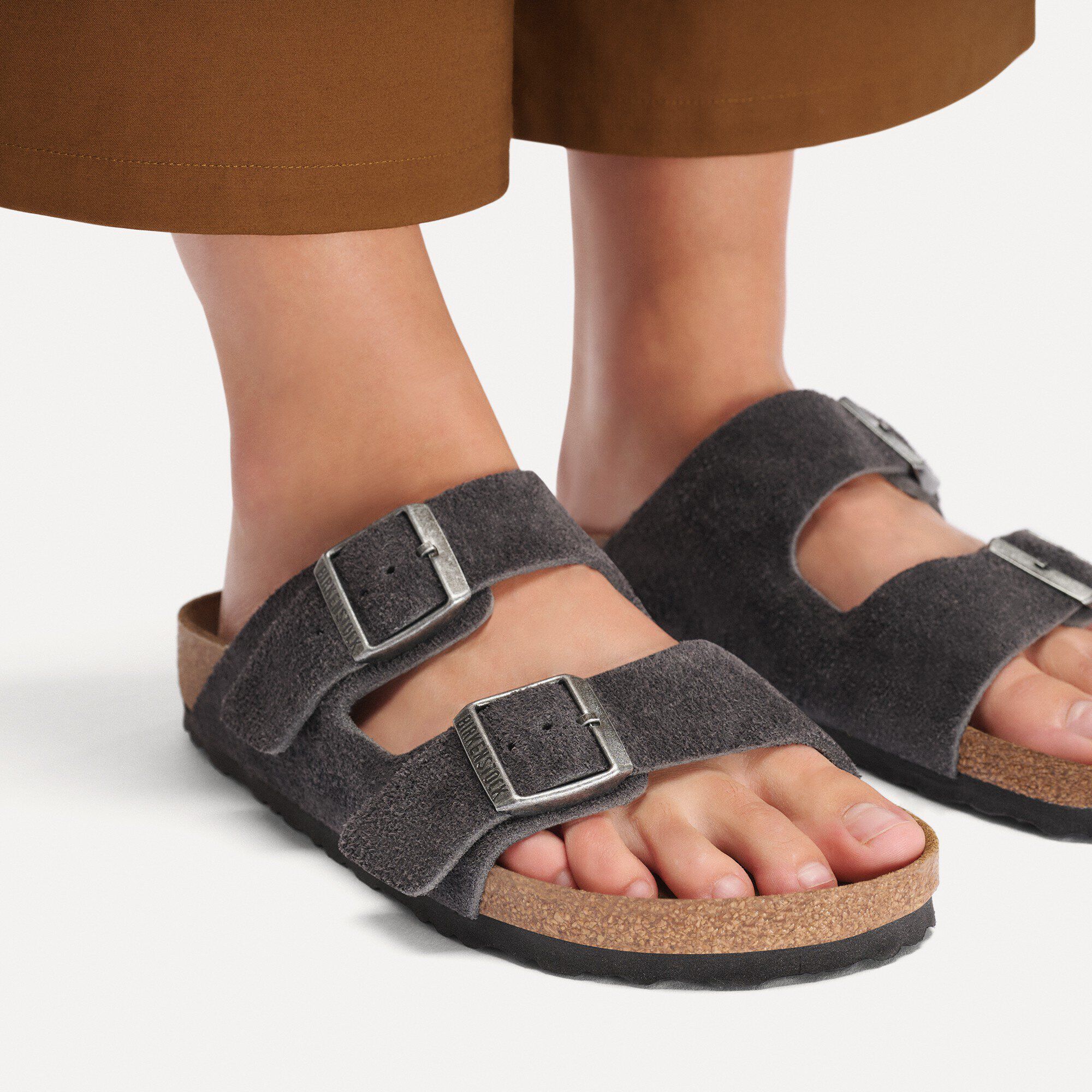 Arizona Suede Leather in Color Charcoal | BIRKENSTOCK US