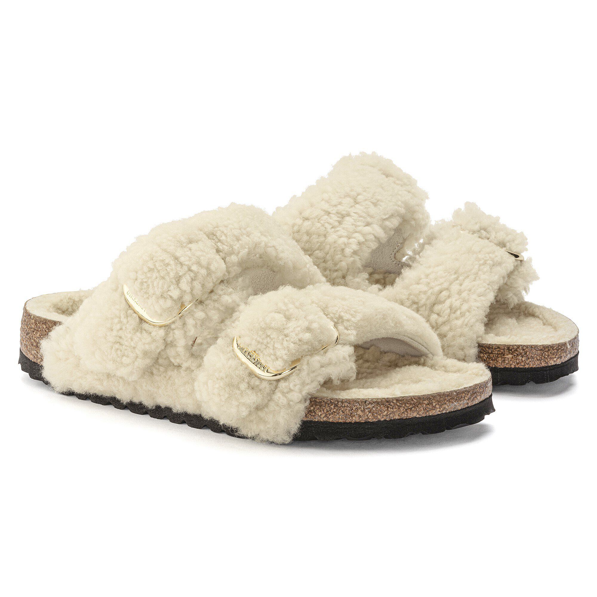 Arizona Big Buckle Shearling in Color Teddy Eggshell | BIRKENSTOCK US
