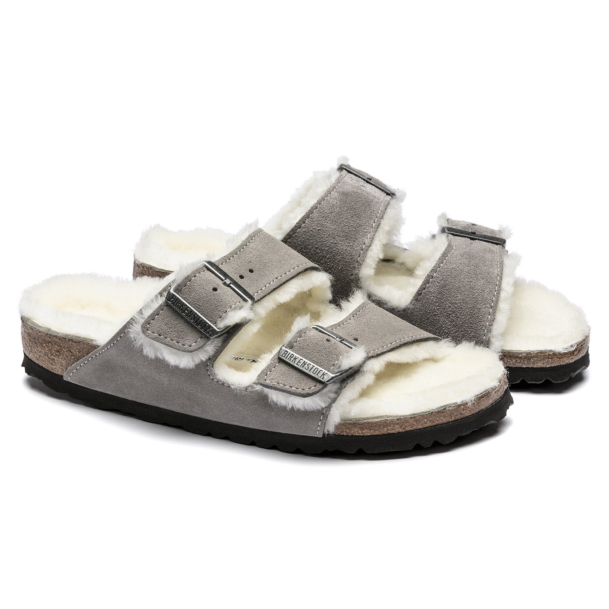 Arizona Shearling Suede Leather in Color Stone Coin | BIRKENSTOCK US