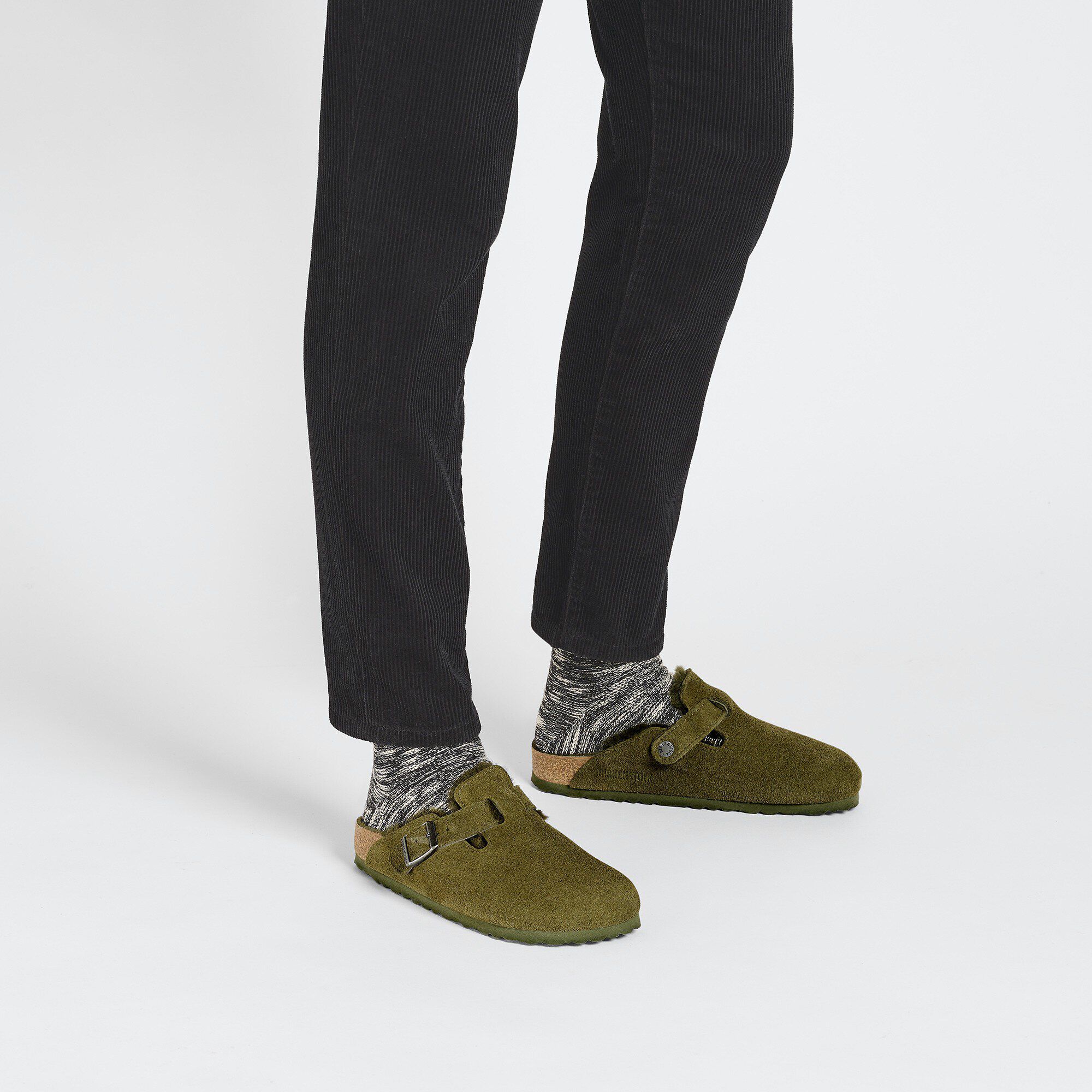 Boston Shearling Suede Leather in Color Thyme | BIRKENSTOCK US