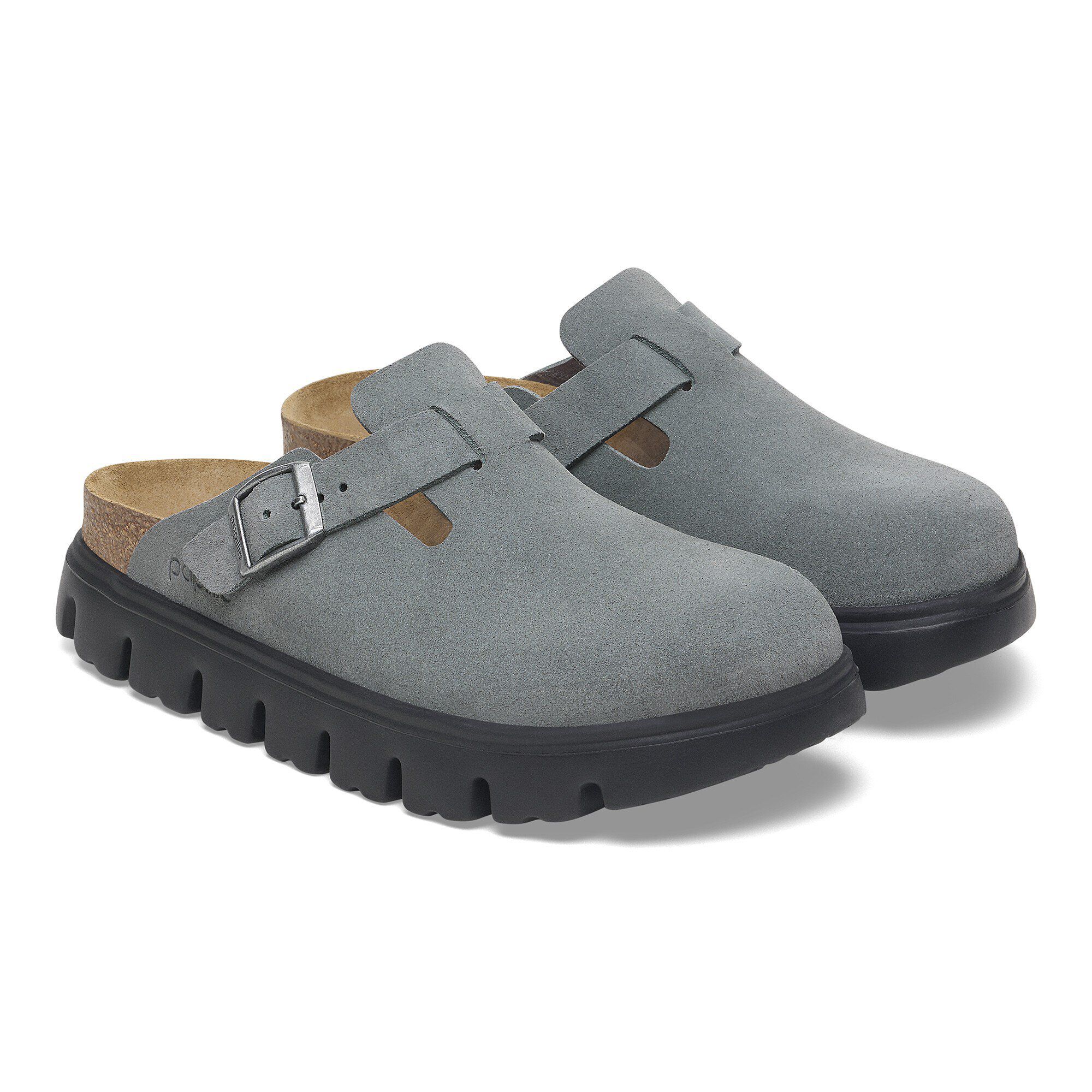 Boston Chunky Suede Leather in Color Basalt Gray/ Black