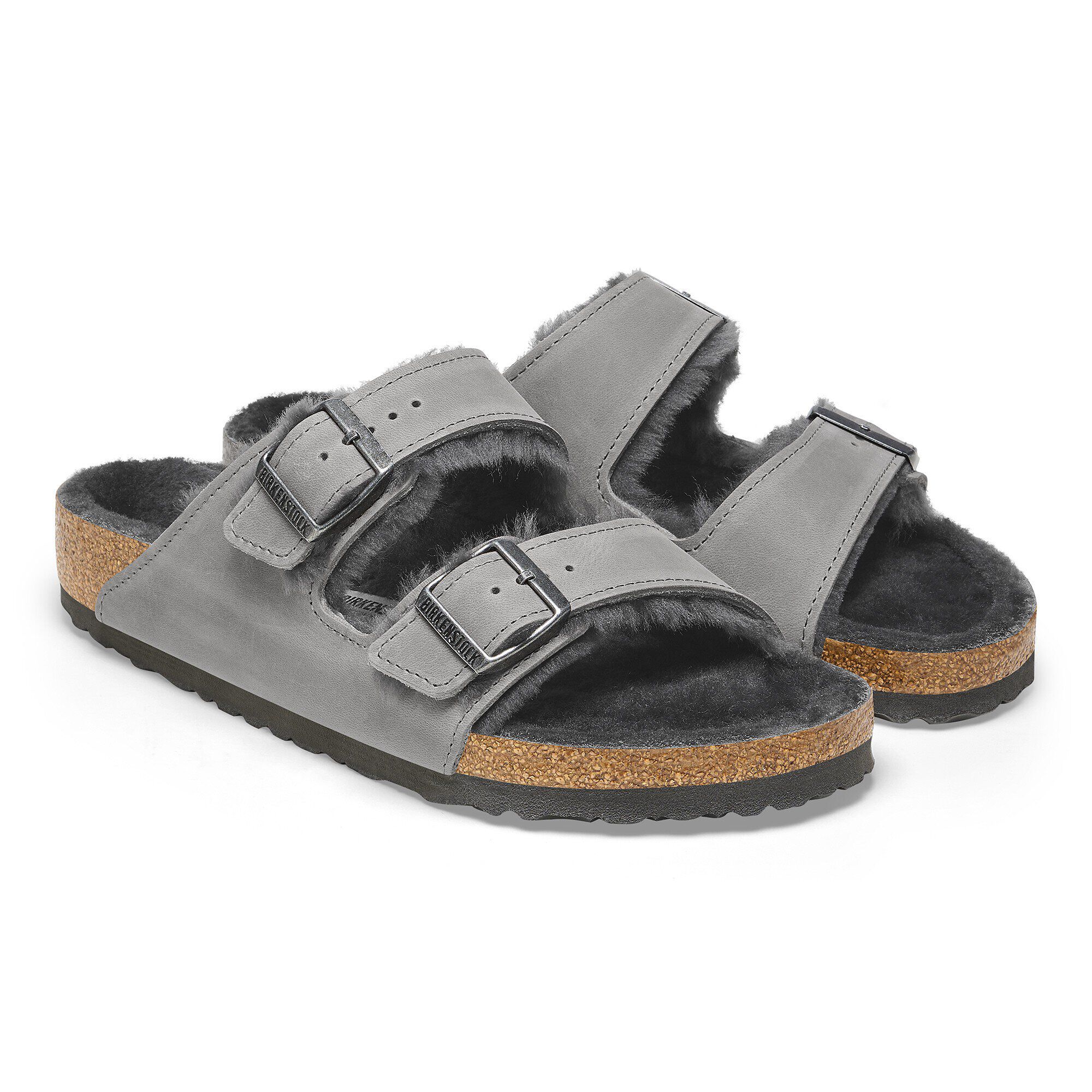 Arizona Shearling Oiled Leather in Color Iron | BIRKENSTOCK US