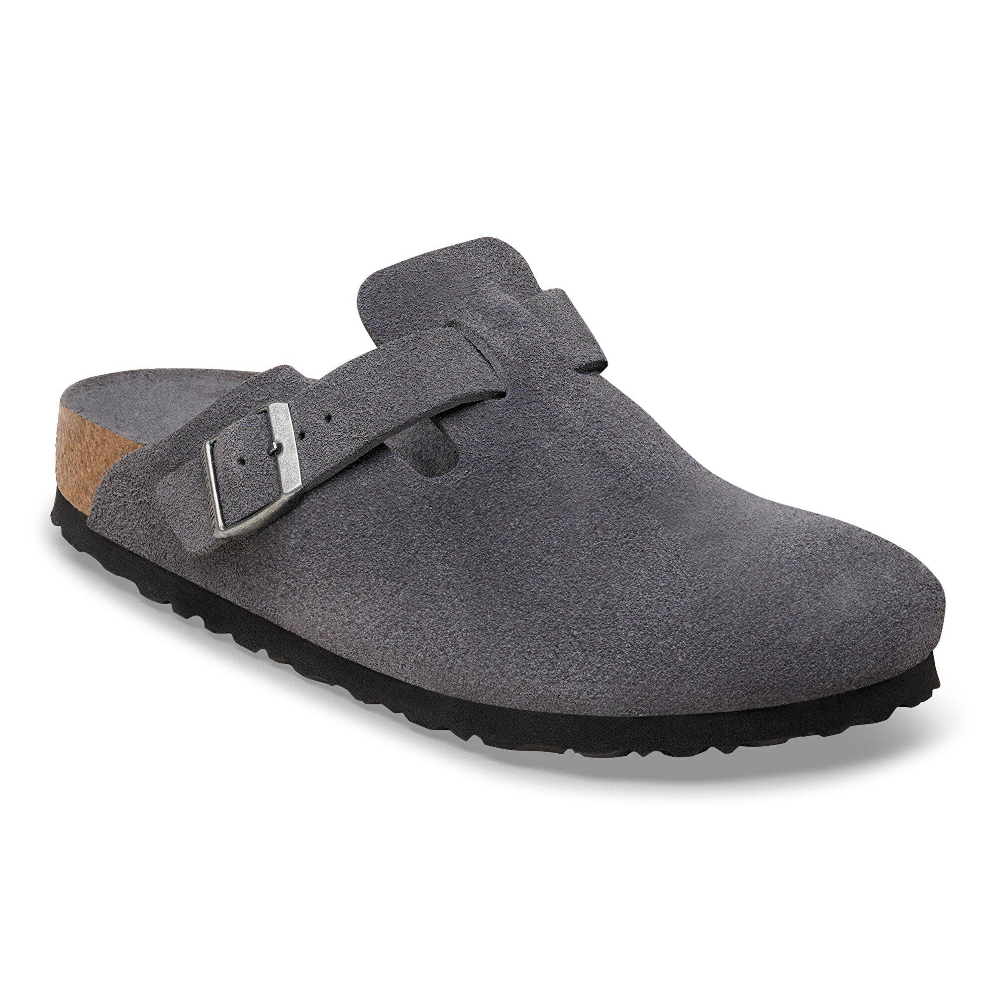 Boston Soft Footbed Suede Leather in Color Charcoal | BIRKENSTOCK US