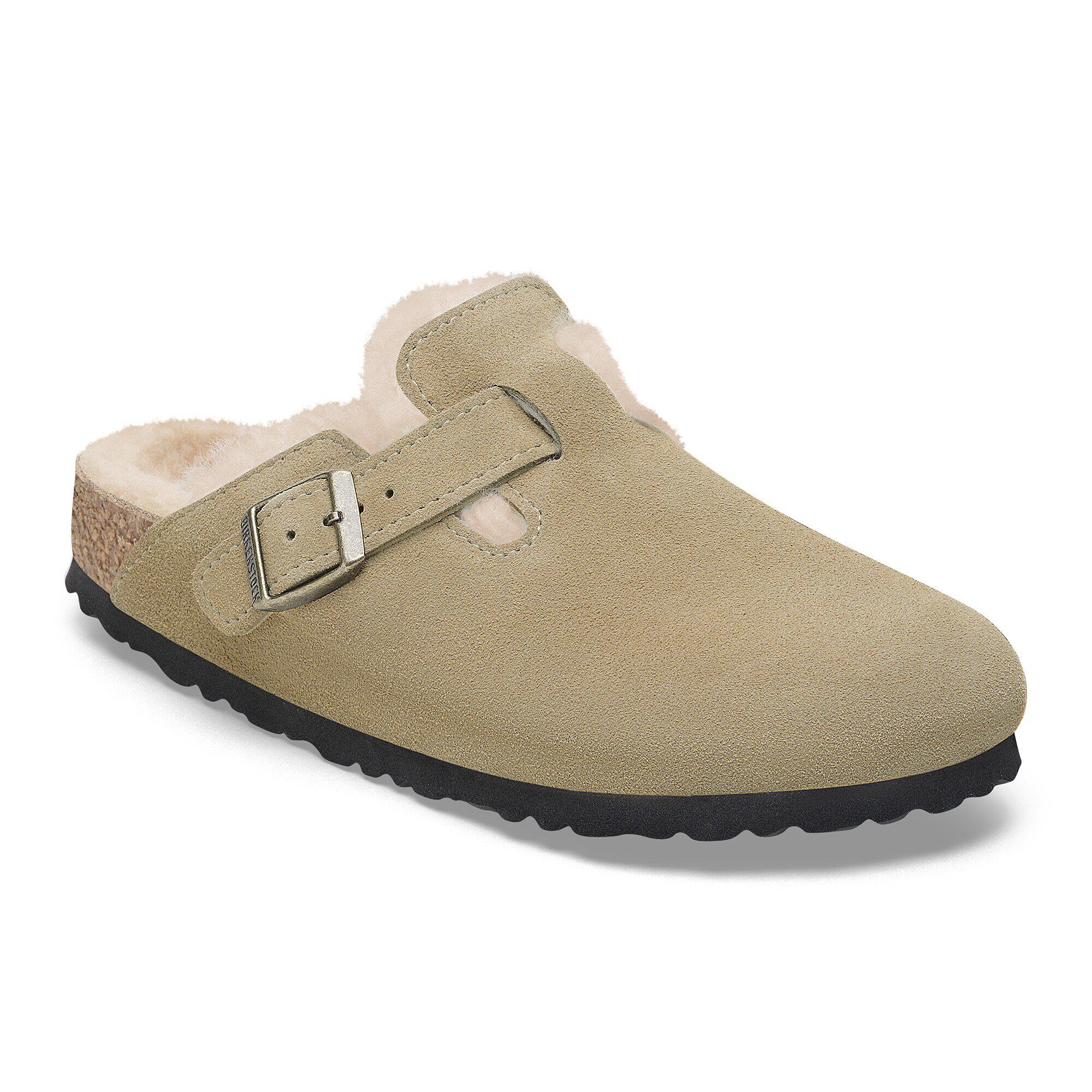 Boston Shearling Suede Leather in Color Taupe | BIRKENSTOCK US