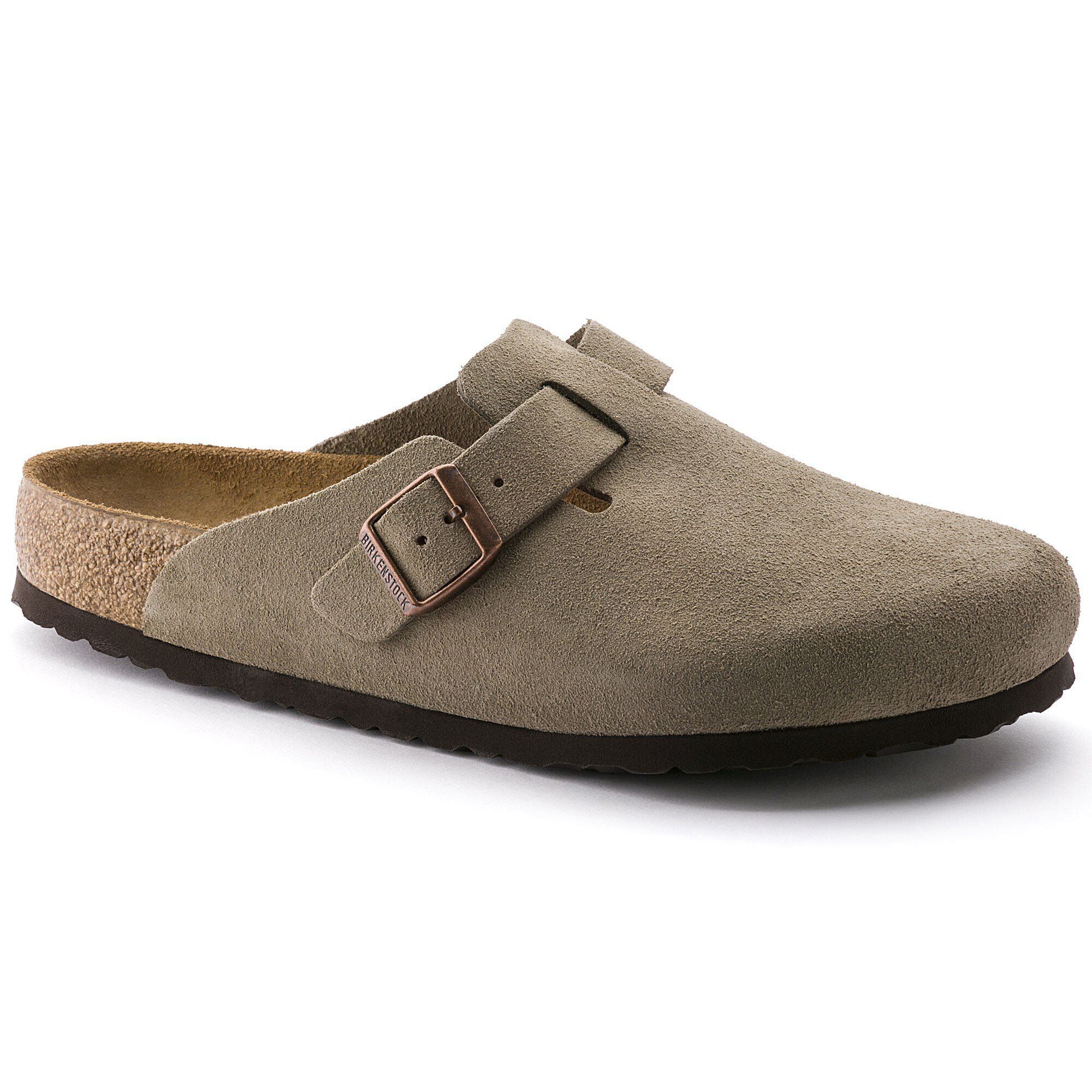 Boston Soft Footbed Suede Leather in Color Taupe | BIRKENSTOCK US