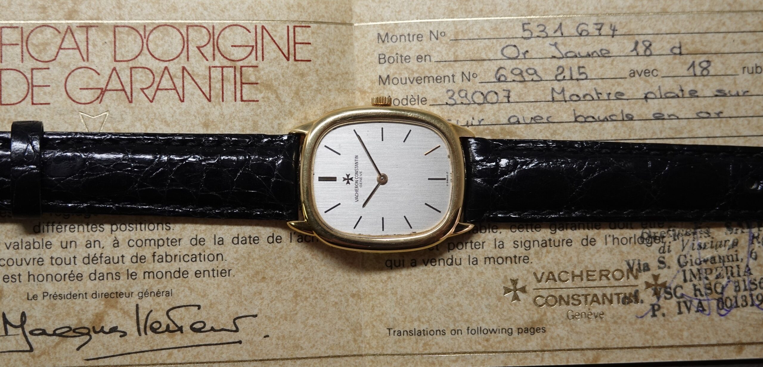 SOLD 1983 Vacheron Constantin 18k Gold, with box and papers