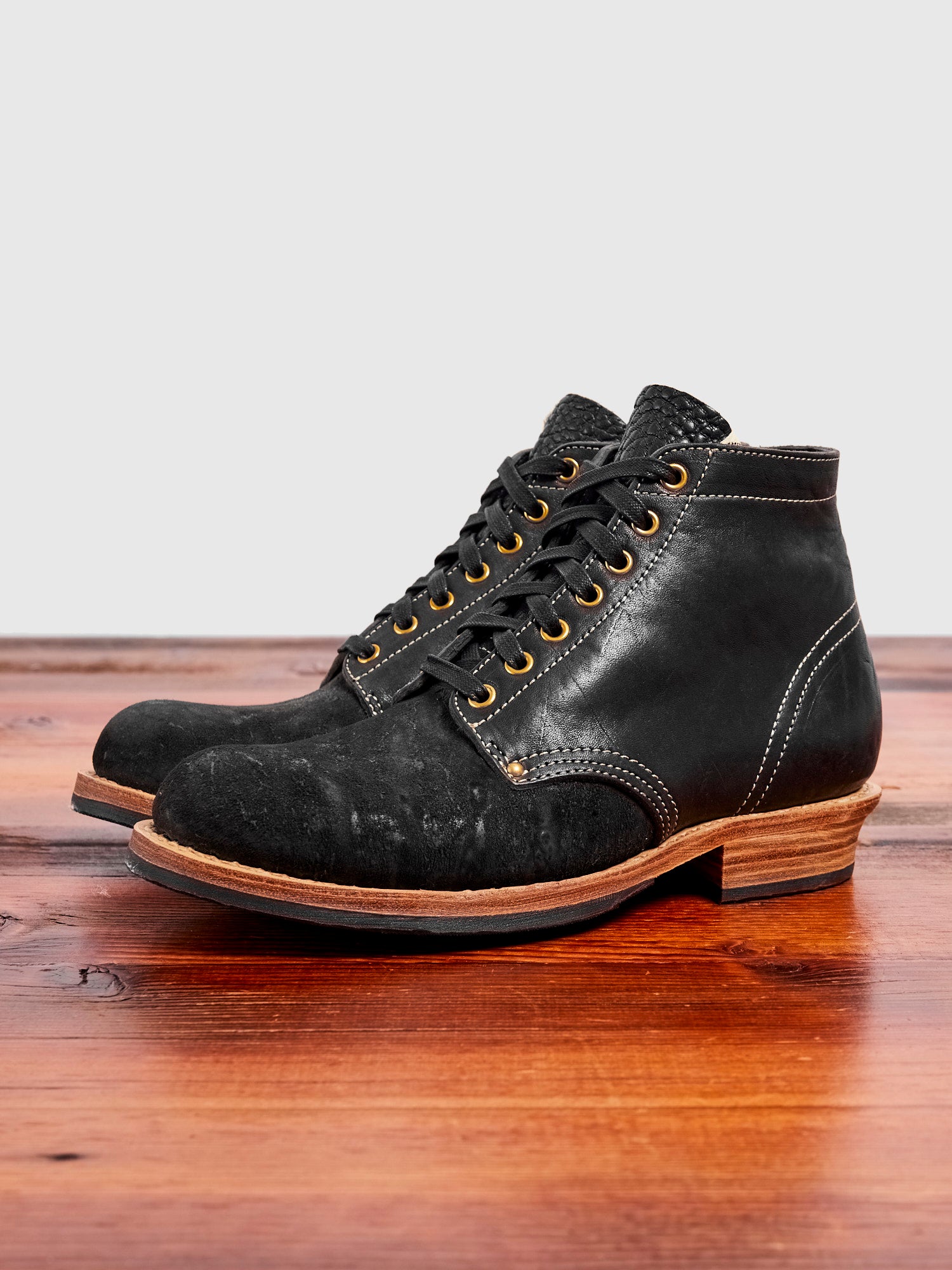 Horsehide Brigadier Boots-Folk in Black – Blue Owl Workshop