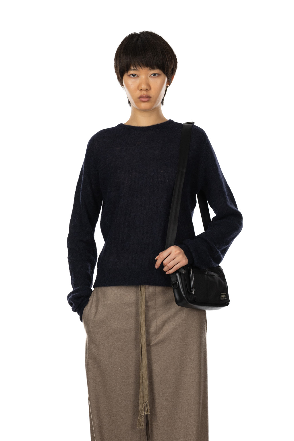 AURALEE | Baby Suri Alpaca Sheer Knit P/O - Navy | Women | Blue