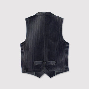 V02 JP03 - Waistcoat 11 0z. Japanese dark indigo pinstripe denim