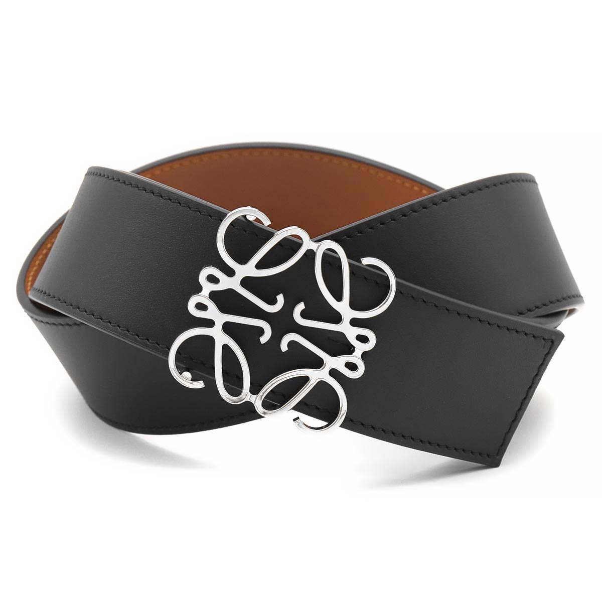 ロエベ ベルト メンズ レディース アナグラム リバーシブル ブラック