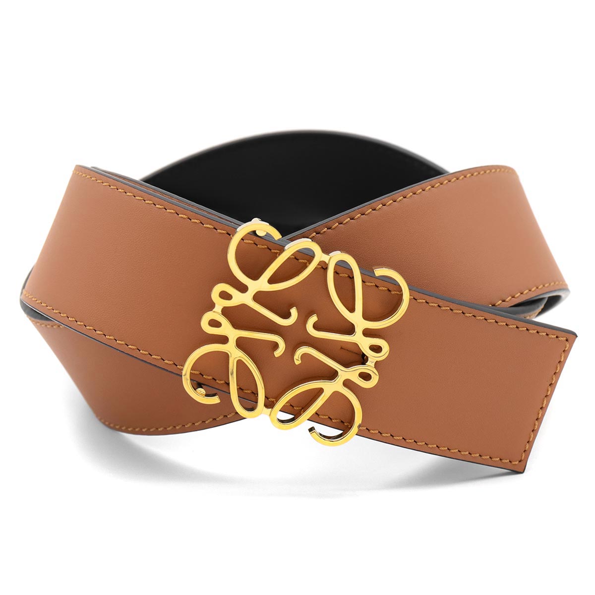 ロエベ ベルト メンズ レディース アナグラム リバーシブル タン