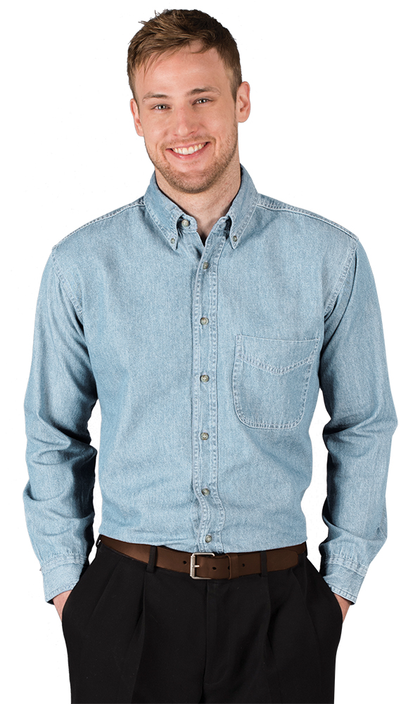 8206-FAD-XS-SOLID|BG8206|Men's L/S 100% Cotton Denim Shirt