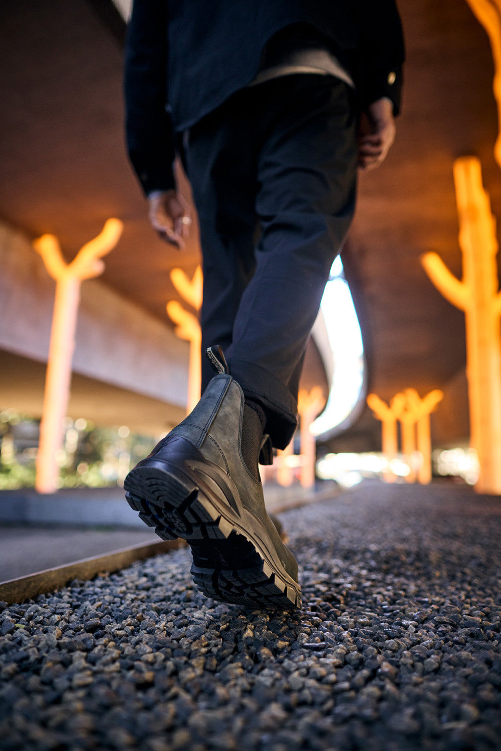 Rustic Black Premium Leather Chelsea Boots, Men's Lug 2238