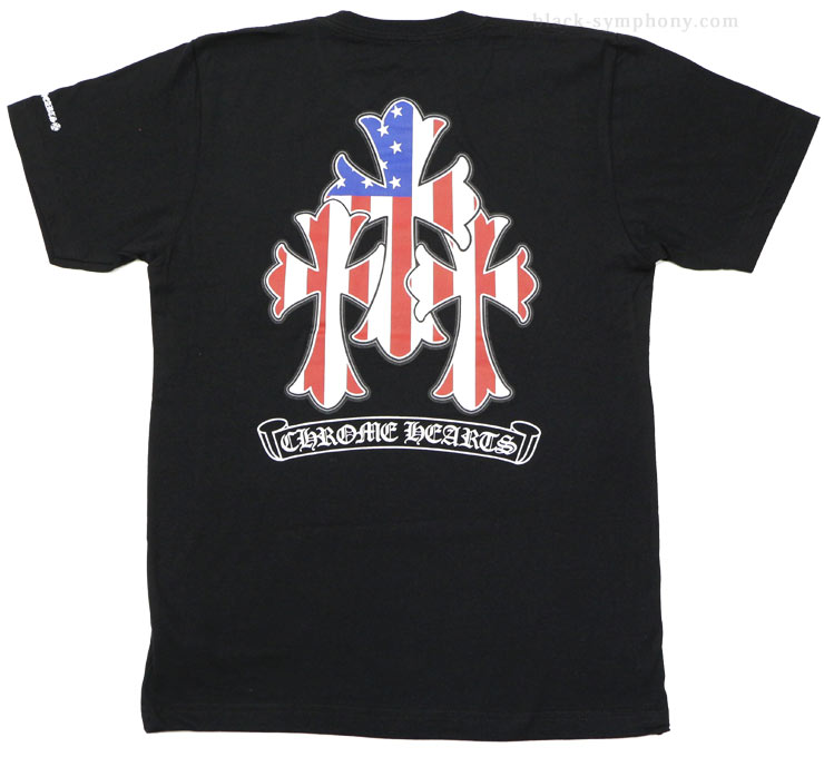 クロムハーツTシャツ3セメタリークロススター＆ストライプブラック