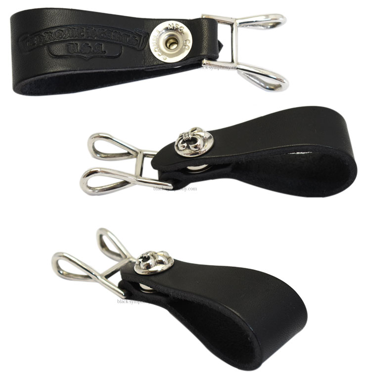 クロムハーツWベルトループBSフレアボタンブラックレザー|クロムハーツ