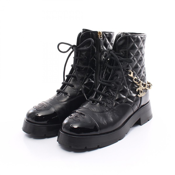 シャネル(CHANEL)シャネル マトラッセ ココマーク レースアップ ブーツ